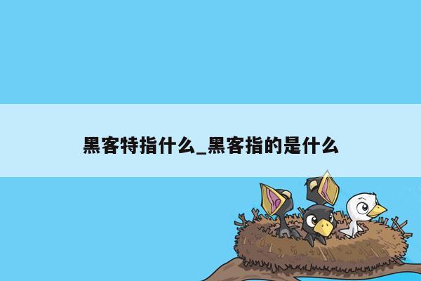 黑客特指什么_黑客指的是什么