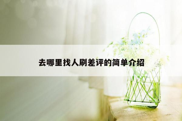 去哪里找人刷差评的简单介绍