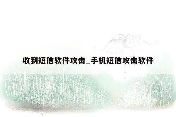 收到短信软件攻击_手机短信攻击软件