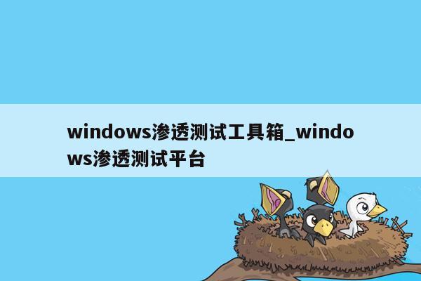 windows渗透测试工具箱_windows渗透测试平台