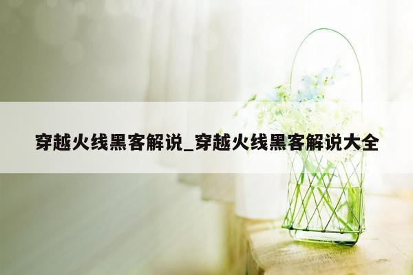 穿越火线黑客解说_穿越火线黑客解说大全