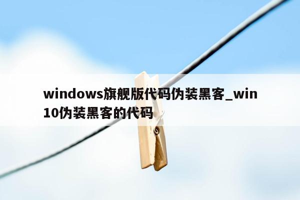 windows旗舰版代码伪装黑客_win10伪装黑客的代码