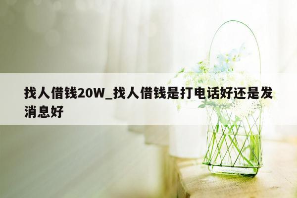 找人借钱20W_找人借钱是打电话好还是发消息好