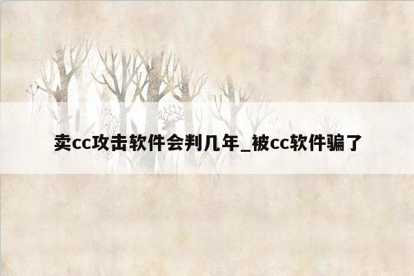 卖cc攻击软件会判几年_被cc软件骗了