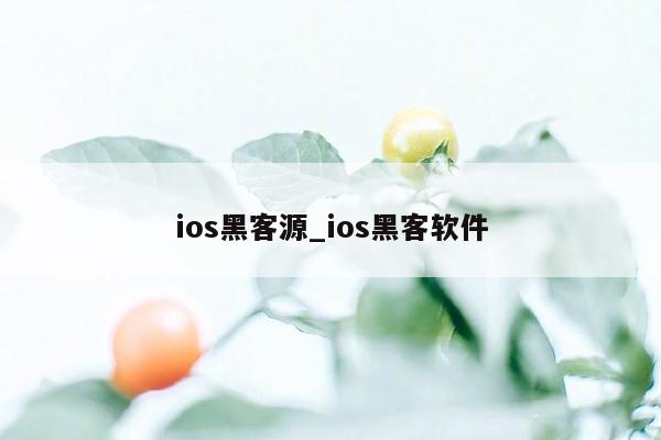 ios黑客源_ios黑客软件