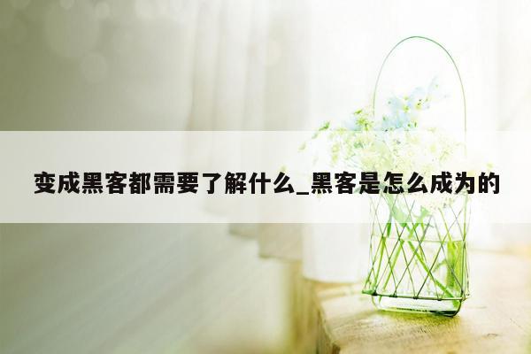 变成黑客都需要了解什么_黑客是怎么成为的