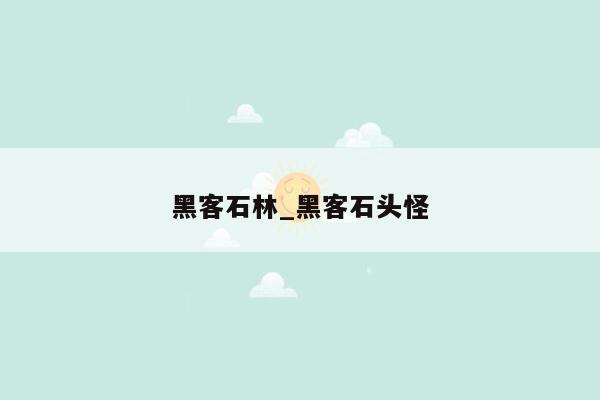 黑客石林_黑客石头怪