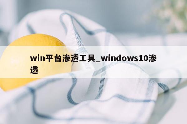 win平台渗透工具_windows10渗透