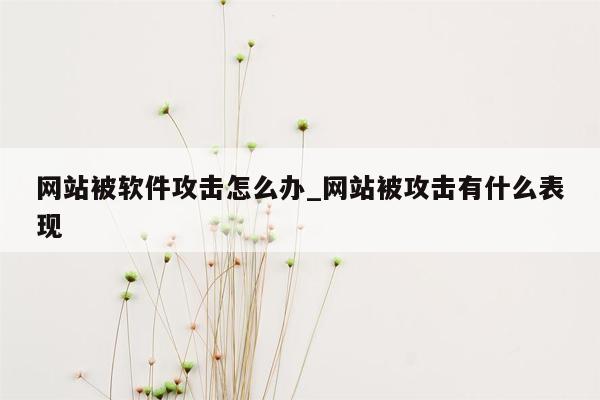 网站被软件攻击怎么办_网站被攻击有什么表现