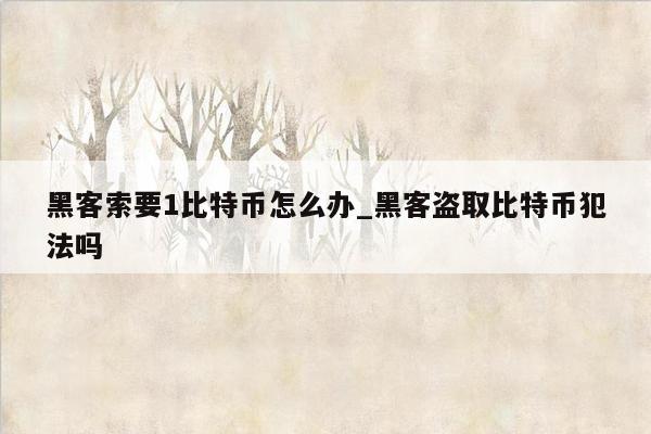 黑客索要1比特币怎么办_黑客盗取比特币犯法吗