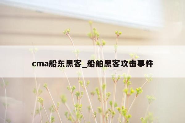 cma船东黑客_船舶黑客攻击事件