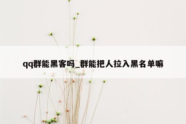 qq群能黑客吗_群能把人拉入黑名单嘛