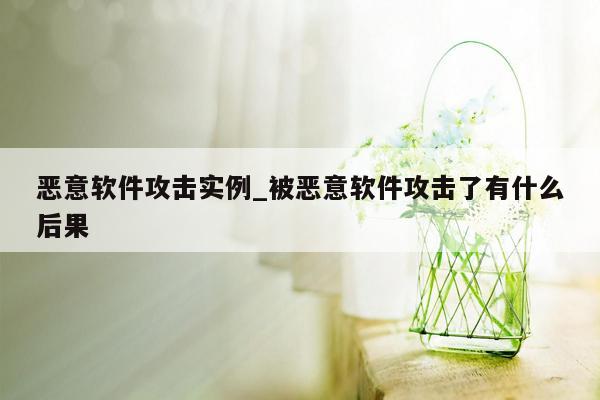 恶意软件攻击实例_被恶意软件攻击了有什么后果