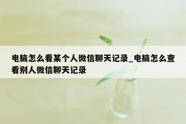 电脑怎么看某个人微信聊天记录_电脑怎么查看别人微信聊天记录