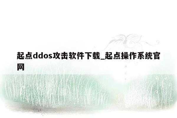 起点ddos攻击软件下载_起点操作系统官网