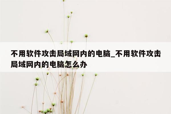 不用软件攻击局域网内的电脑_不用软件攻击局域网内的电脑怎么办