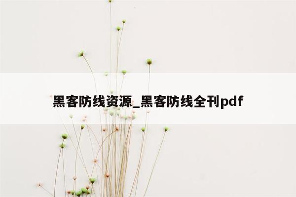 黑客防线资源_黑客防线全刊pdf