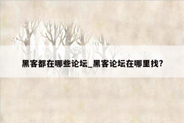 黑客都在哪些论坛_黑客论坛在哪里找?