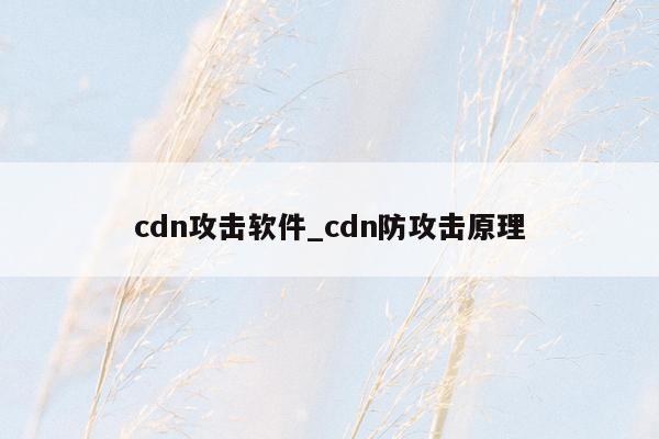 cdn攻击软件_cdn防攻击原理
