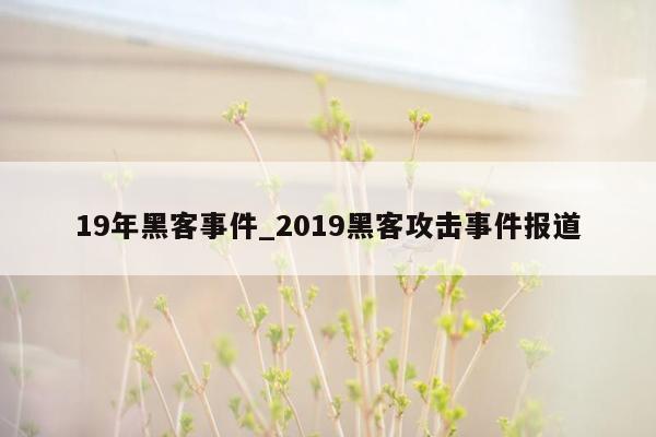 19年黑客事件_2019黑客攻击事件报道