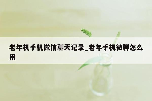 老年机手机微信聊天记录_老年手机微聊怎么用