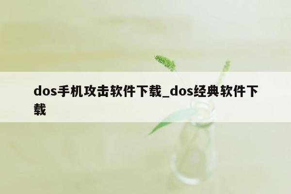 dos手机攻击软件下载_dos经典软件下载