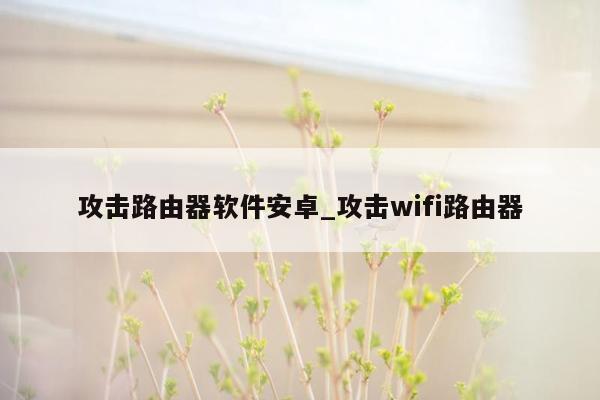 攻击路由器软件安卓_攻击wifi路由器