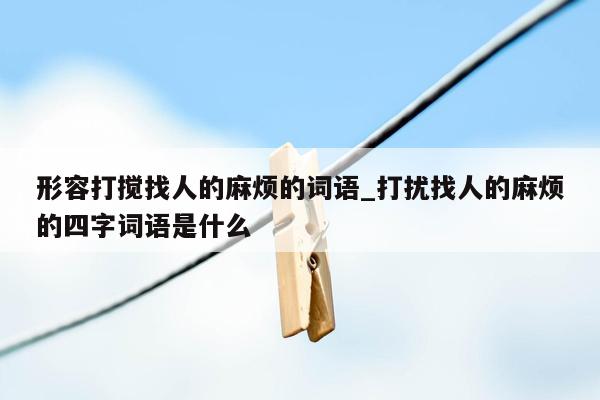 形容打搅找人的麻烦的词语_打扰找人的麻烦的四字词语是什么