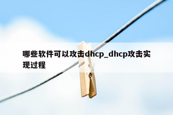 哪些软件可以攻击dhcp_dhcp攻击实现过程