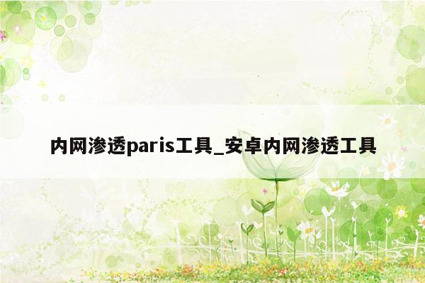 内网渗透paris工具_安卓内网渗透工具