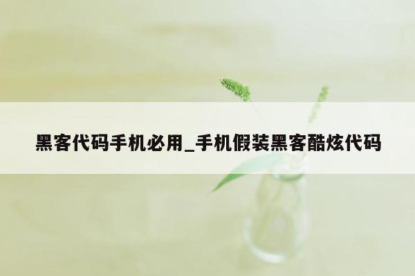 黑客代码手机必用_手机假装黑客酷炫代码