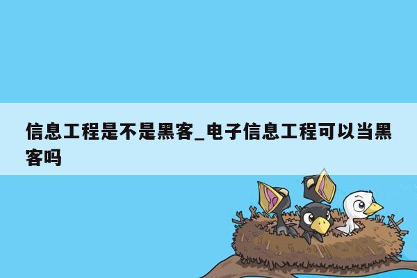 信息工程是不是黑客_电子信息工程可以当黑客吗