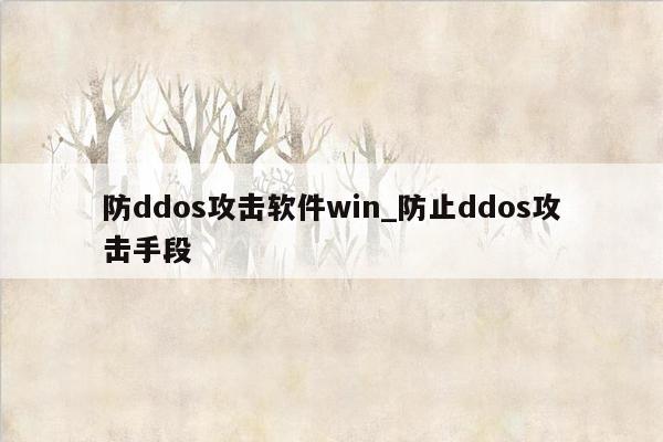 防ddos攻击软件win_防止ddos攻击手段