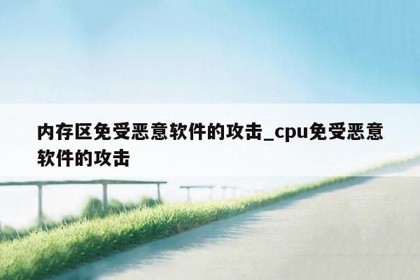 内存区免受恶意软件的攻击_cpu免受恶意软件的攻击