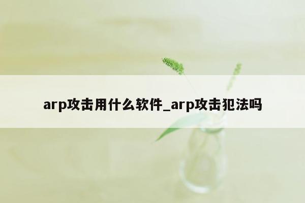 arp攻击用什么软件_arp攻击犯法吗