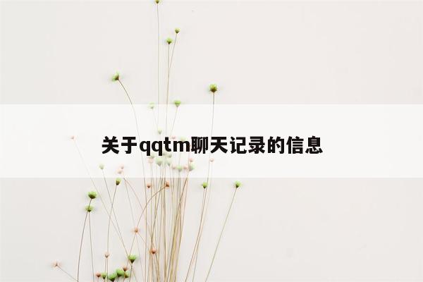 关于qqtm聊天记录的信息