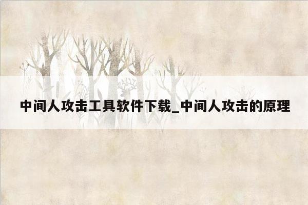 中间人攻击工具软件下载_中间人攻击的原理