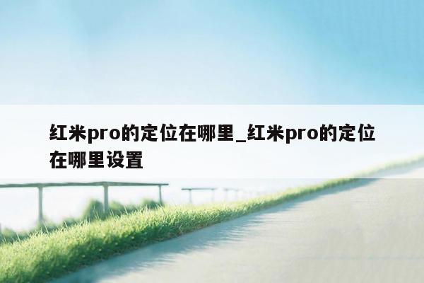 红米pro的定位在哪里_红米pro的定位在哪里设置