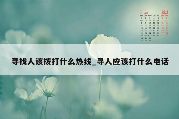 寻找人该拨打什么热线_寻人应该打什么电话