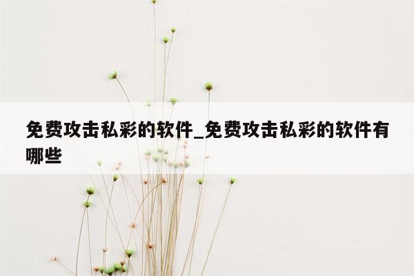 免费攻击私彩的软件_免费攻击私彩的软件有哪些