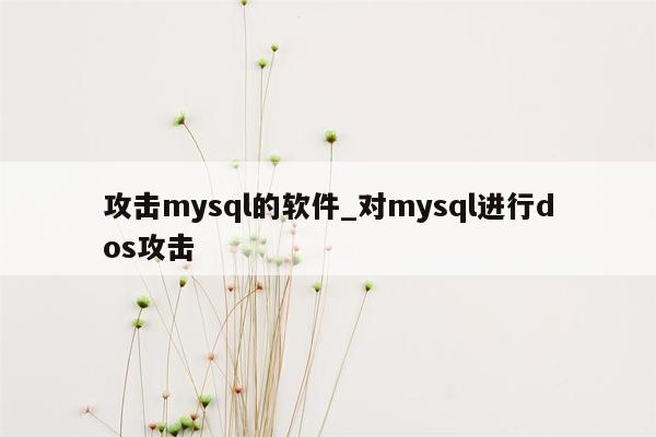 攻击mysql的软件_对mysql进行dos攻击