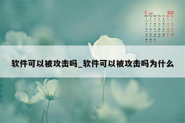 软件可以被攻击吗_软件可以被攻击吗为什么