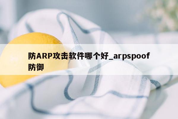 防ARP攻击软件哪个好_arpspoof防御