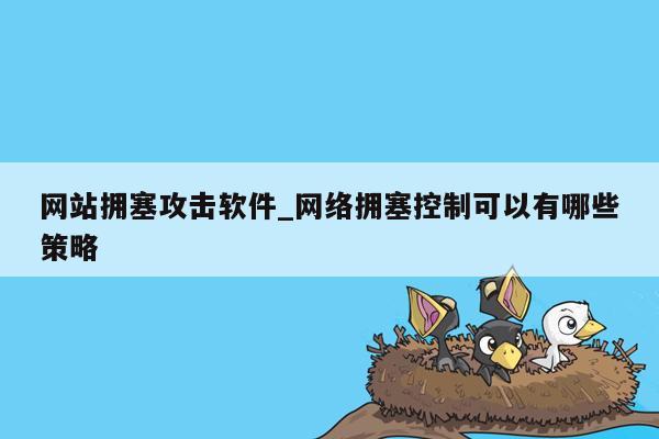 网站拥塞攻击软件_网络拥塞控制可以有哪些策略