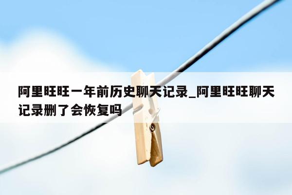 阿里旺旺一年前历史聊天记录_阿里旺旺聊天记录删了会恢复吗