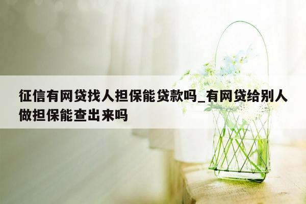 征信有网贷找人担保能贷款吗_有网贷给别人做担保能查出来吗