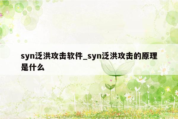 syn泛洪攻击软件_syn泛洪攻击的原理是什么