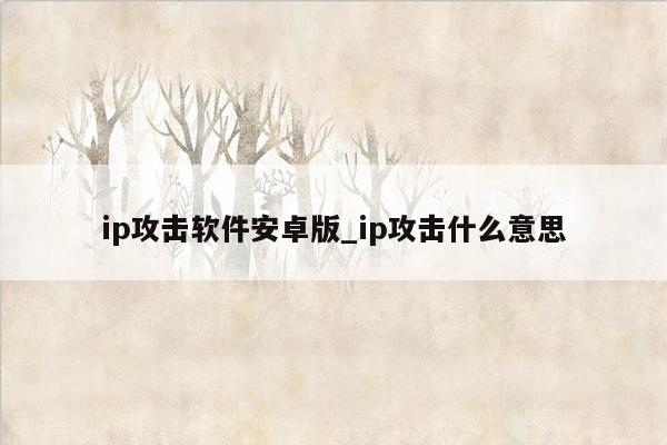 ip攻击软件安卓版_ip攻击什么意思