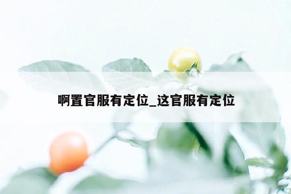 啊置官服有定位_这官服有定位