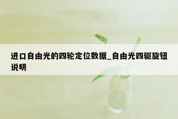 进口自由光的四轮定位数据_自由光四驱旋钮说明